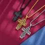 FaithHeart Byzantium Crucifix Cross Necklace, Christian Jewelry Vintage Stainless Steel/Gold Plated Customize Available Gift for Men/Women Russian Orthodox Church Pendant Necklace
