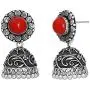Jwellmart Indian Oxidized German Silver Stone Work Statement Choker Necklace Earrings Combo Fashion Jewelry Set for Women and Girls