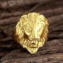 Gold Lion Head Design Stainless Steel Rings for Men Boys Jewelry Chic Punk Animal