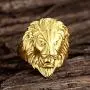 Gold Lion Head Design Stainless Steel Rings for Men Boys Jewelry Chic Punk Animal