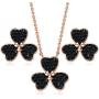 CDE Lucky Clover Jewelry Set Rose Gold Plated Embellished with Crystals from Swarovski Necklace and Earrings for Women Heart to Heart Shape Women Jewelry Gift