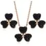 CDE Lucky Clover Jewelry Set Rose Gold Plated Embellished with Crystals from Swarovski Necklace and Earrings for Women Heart to Heart Shape Women Jewelry Gift