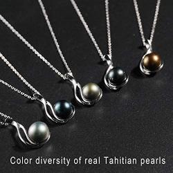 VIKI LYNN Tahitian Cultured Black Pearl Pendant Necklace 9-10mm Round Sterling Silver for Women