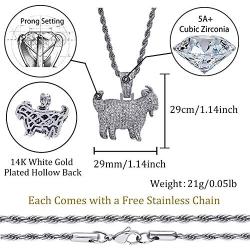 TOPGRILLZ 14K Gold Plated Iced Out Eagle Goat Chain Pendant Necklace for Men Novelty Jewelry Gifts