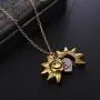 New 2 Sided 2 Messages You are My Sunshine Necklace Heart Sunflower Be Kind Smile Petal Locket Necklace for Girl, Women, Lover, Mother, Daughter (Smile Gold)