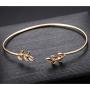 Finrezio 6 PCS Leaf Bangle Bracelets for Women Girls Simple Cuffs Sister Bridesmaid Bracelets for Bridal Wedding Jewelry Stretch, 3 Colors