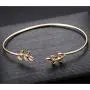 Finrezio 6 PCS Leaf Bangle Bracelets for Women Girls Simple Cuffs Sister Bridesmaid Bracelets for Bridal Wedding Jewelry Stretch, 3 Colors