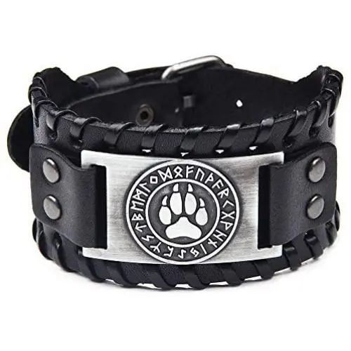 Viking Bracelet Wolf Paw - Nordic Bracelet with Fenrir Amulet - Celtic Pagan Jewelry of Talisman (Wolf Paw Silver) Viking Bracelet Wolf Paw - Nordic Bracelet with Fenrir Amulet - Celtic Pagan Jewelry of Talisman (Wolf Paw Silver)