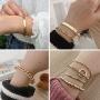 iF YOU Gold Chain Bracelet and Choker Necklace Sets for Women Girls 14K Gold Plated Bangle Adjustable Figaro Paperclip Link Bracelet Jewelry