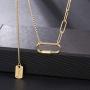 Dainty paperclip link chain necklace - gold tone necklace Y chain adjuatable necklace for Women，gift for sister,mother