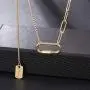 Dainty paperclip link chain necklace - gold tone necklace Y chain adjuatable necklace for Women，gift for sister,mother