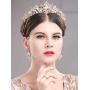 Yean Gold Wedding Crown Bridal Tiaras with Earrings Pink Purple Headband for Women and Girls (Pink)