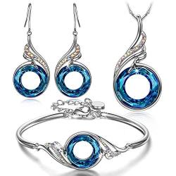 Kate Lynn Jewelry Set for Women Nirvana of Phoenix Pendant Necklace Dangle Earrings Bangle Bracelet Crystals from Austria Mothers Day Birthday Gifts with Jewelry Box