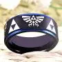 Cloud Dancer Free Custom Engraving The Legend of Zelda Ring- Crest and Triforce Ring Black and Blue Step Tungsten Carbide Wedding Bands Ring Cloud Dancer Free Custom Engraving The Legend of Zelda Ring- Crest and Triforce Ring Black and Blue Step Tungsten Carbide Wedding Bands Ring