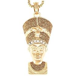 GWOOD Nefertiti Egyptian Queen Gold Color Pendant with 24 Inches Long Necklace