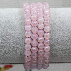 Amandastone Gem Semi Precious 6mm Round Beads Rock Crystal Jasper Stretch Bracelet 7 Inch