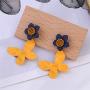 DAMLENG Unique Chic Handmade Bohemian Yellow Matte Flower Butterfly Dangle Drop Stud Earrings for Women Girls Statement Jewelry Gifts