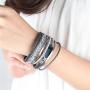AZORA Leather Cuff Bracelet Multi Rope Wrap Bracelets with Stone Cuffs Bangle for Women Teen Girl