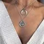 Multi-Layer Disc Horn Necklace Pendant Vintage Clavicle Chain Half Moon Sun Pendant Necklace Choker for Women Girls Multi-Layer Disc Horn Necklace Pendant Vintage Clavicle Chain Half Moon Sun Pendant Necklace Choker for Women Girls