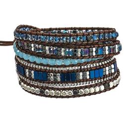 IUNIQUEEN Boho 5 Wraps Handmade Beaded Statement Stainless Steel Box Chain Bracelet Jewelry Collection for Men and Women (Trendy)