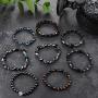 YADOCA 8 Pcs Hematite Magnetic Bracelets Set for Men Women Tigers Eye Bead Bracelet Colorful Elastic Bracelet