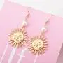 Cute Sunflower Sun Face Moon Crescent Hook Dangle Drop Earrings for Women and Girl