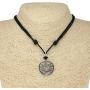 BlueRica Lotus Flower Pendant on Adjustable Black Rope Cord Necklace (Chrome Finish)