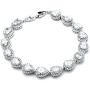 Mariell Platinum Plated Tennis Bracelet with Pear-Shaped Cubic Zirconia Halos for Brides, Wedding & Prom