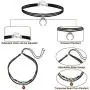 Bohemian Leather Necklace Bohemian Jewelry Set Crescent Choker Leather Necklace Beaded Multilayer Bracelet for Native American Halloween Party Costume Accessories