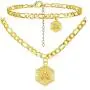 Harlermoon Initial Necklace Anklet Bracelet 18K Gold Plated Figaro Link Chain Bracelet Hexagon A-Z Monogram Letter Charms Jewelry Set for Women Girls Harlermoon Initial Necklace Anklet Bracelet 18K Gold Plated Figaro Link Chain Bracelet Hexagon A-Z Monogram Letter Charms Jewelry Set for Women Girls