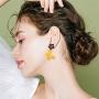 DAMLENG Unique Chic Handmade Bohemian Yellow Matte Flower Butterfly Dangle Drop Stud Earrings for Women Girls Statement Jewelry Gifts