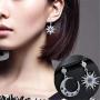 KaFu Gold Moon Star Asymmetrical Drop Earrings Sliver Sun Crystal Dangle Earrings with Rhinestone For Women Girls
