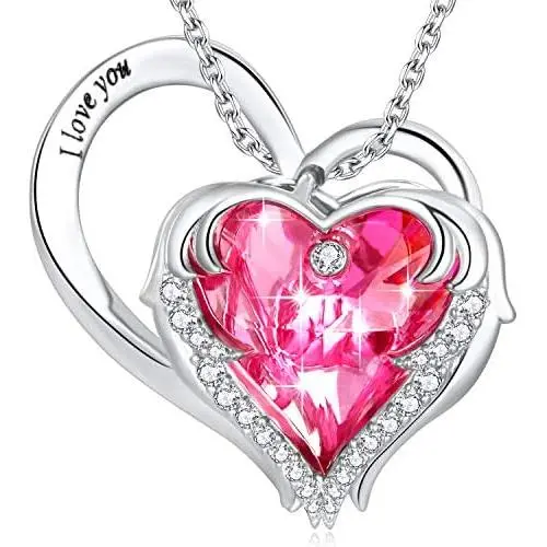 Yasvitti Angel Wing Heart Necklace Love Necklace Silver Necklace for Women Embellished with Crystal from Swarovski Angel Wing Necklace Pendant Fashion Jewelry Birthday Gifts for Women