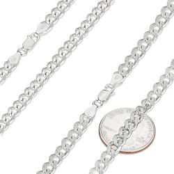 Mens 5.1mm .925 Sterling Silver Diamond-Cut Flat Cuban Link Curb Chain Necklace