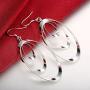 Sterling Silver Plated Oval Dangle for Women Teen Girls Silver Drop Earrings,with BuycitKy PU Jewelry Pouch