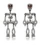 Halloween Skeleton Earrings for Women Girls Moving Horror Skull Drop Dangle Earrings Statement Rhinestone Long Earrings Gothic Jewelry Cosplay Costume Party Gifts
