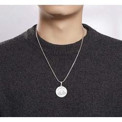 ALEXTINA Mens Stainless Steel Bible Verse Prayer Necklace Inspirational Coin Medal Pendant Christian Jewelry