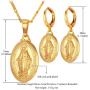 U7 Virgin Mary Jewelry Set Women Bride Wedding Platinum/Rose Gold / 18K Gold Plated Miraculous Medal Bracelet Necklace & Earrings Sets