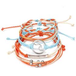 MISSYO Rope Bracelets for Women,4/5 PCS Handmade Waterproof Bracelets for Teen Girls,Mother, Braided Wax Coated Wrap Cuff Bangle Boho Jewelry Gift