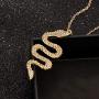 HUJUON Gold Rhinestone Snake Pendant Necklace.Retro Crystal Cobra Y-shaped Necklace,Punk Viper Animal Serpent Necklace for Women Jewelry
