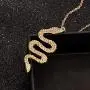 HUJUON Gold Rhinestone Snake Pendant Necklace.Retro Crystal Cobra Y-shaped Necklace,Punk Viper Animal Serpent Necklace for Women Jewelry