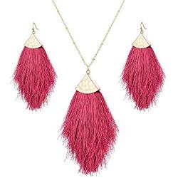 Feather Shape Fine Thread Tassel Hook Earrings Handmade Silky Thread Fringe Earring Jewelry Sets