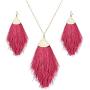 Feather Shape Fine Thread Tassel Hook Earrings Handmade Silky Thread Fringe Earring Jewelry Sets