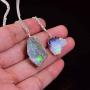 Real Ethiopian Opal Rough Crystals Pendant Necklace Gemstone Natural Raw Crystals Fire Play Energy Healing Crystals, Birthday, Gift for her, 925 Sterling Silver Jewelry 18 inch AA+ Quality