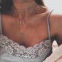 Dresbe Boho Layered Necklace Gold Moon Pendant Necklaces Beaded Choker Crystal Y Neck Chain Beach Jewelry Accessories for Women and Girls