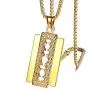 Nsitbbuery Hip Hop DJ Nightclub Bars Stainless Steel Razor Blade Tag Pendant Necklace