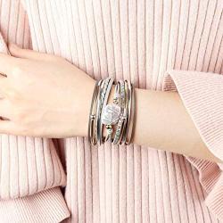 Fesciory Leopard Bracelet for Women Wrap Multi-Layer Leather Bracelet Magnetic Clasp Cuff Bangle Jewelry