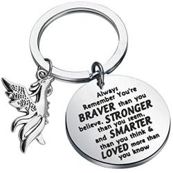 BAUNA Phoenix Keychain Rising Phoenix Bird Pendant Always Remember You’re Braver Than You Believe Inspiration Jewelry Gift for Phoenix Lovers Graduates