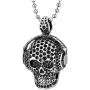 COOLSTEELANDBEYOND Mens Women Steel Silver Black Headphone Honeycomb Skull Pendant Necklace, 30 in Chain, Gothic Biker COOLSTEELANDBEYOND Mens Women Steel Silver Black Headphone Honeycomb Skull Pendant Necklace, 30 in Chain, Gothic Biker