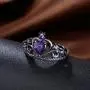 WANGYUSHENG Womens Black Gold Plated Purple Amethyst Cubic Zirconia CZ Princess Crown Tiara Ring Wedding Band WANGYUSHENG Womens Black Gold Plated Purple Amethyst Cubic Zirconia CZ Princess Crown Tiara Ring Wedding Band